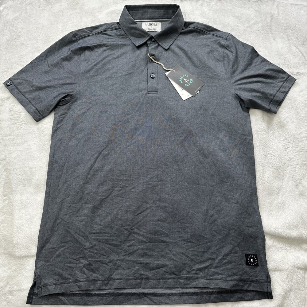Linksoul Golf Polo Shirt Mens Small Performance Charcoal Gray Breathable Fabric